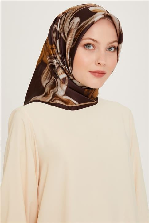 Armine Obje Desenli Sura Saf İpek Eşarp 9253D 37 03