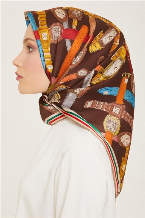 Armine Obje Desenli Twill İpek Eşarp 24Ya9141 80 85
