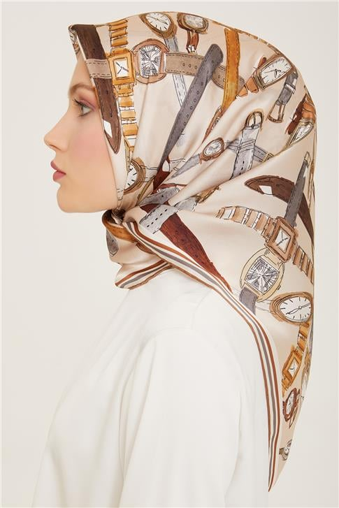 Armine Obje Desenli Twill İpek Eşarp 24Ya9141 80 84