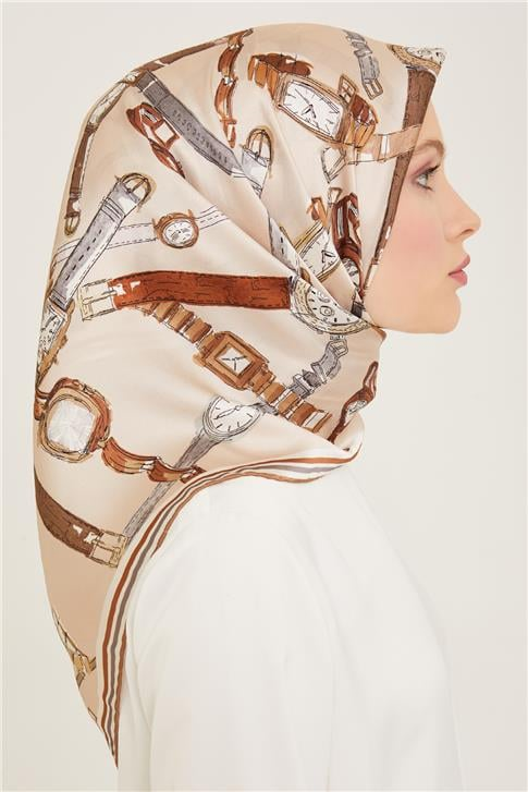 Armine Obje Desenli Twill İpek Eşarp 24Ya9141 80 84