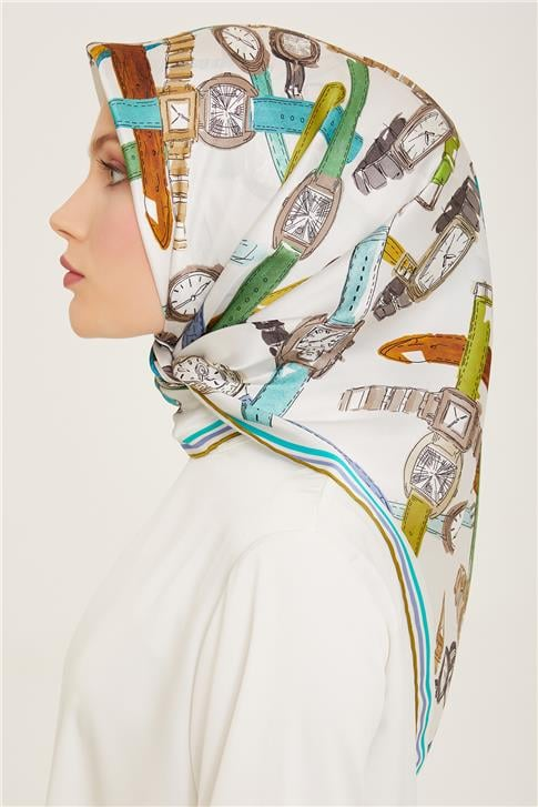 Armine Obje Desenli Twill İpek Eşarp 24Ya9141 80 01