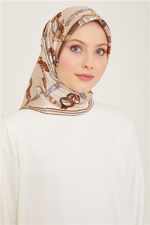 Armine Obje Desenli Twill İpek Eşarp 24Ya9141 80 84