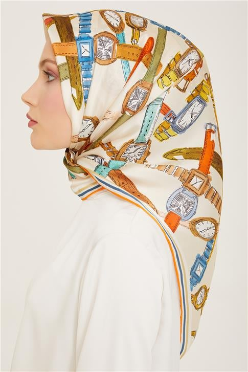 Armine Obje Desenli Twill İpek Eşarp 24Ya9141 80 31