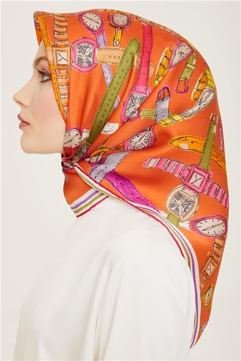 Armine Obje Desenli Twill İpek Eşarp 24Ya9141 80 04
