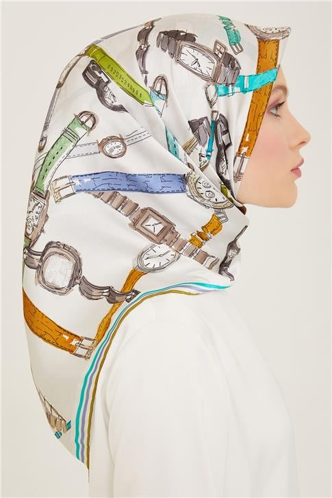 Armine Obje Desenli Twill İpek Eşarp 24Ya9141 80 01