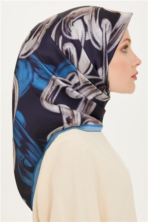 Armine Obje Desenli Twill Saf İpek Eşarp 9253D 52