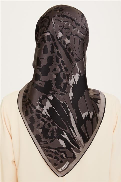 Armine Obje Desenli Twill Saf İpek Eşarp 9256D 33