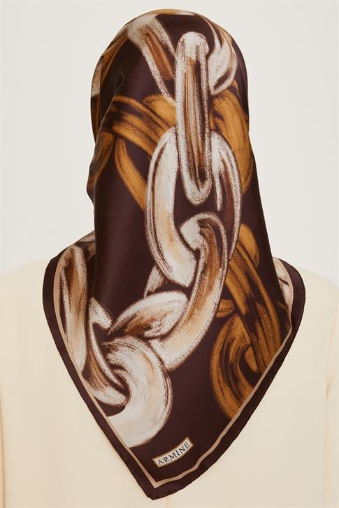 Armine Obje Desenli Twill Saf İpek Eşarp 9253D 03