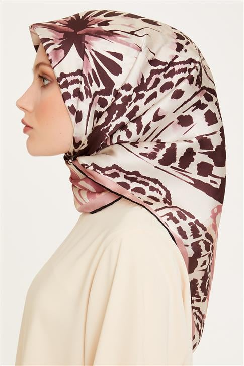 Armine Obje Desenli Twill Saf İpek Eşarp 9256D 35