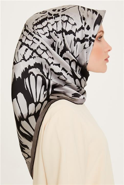 Armine Obje Desenli Twill Saf İpek Eşarp 9256D 39