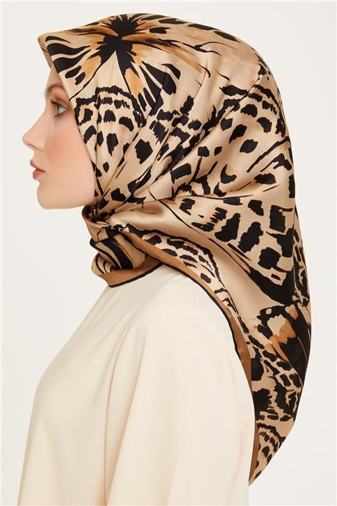 Armine Obje Desenli Twill Saf İpek Eşarp 9256D 38