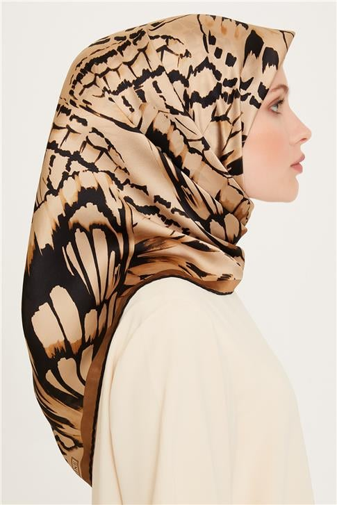 Armine Obje Desenli Twill Saf İpek Eşarp 9256D 38