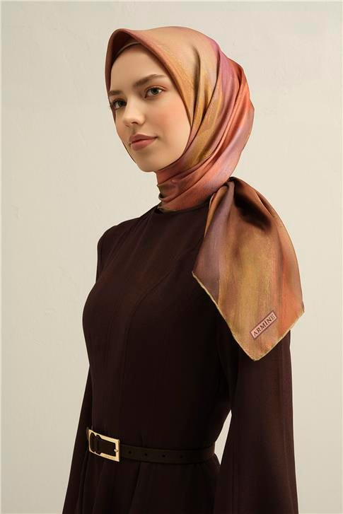 Armine Soyut Desenli Saf İpek Sura Eşarp 9308D 07