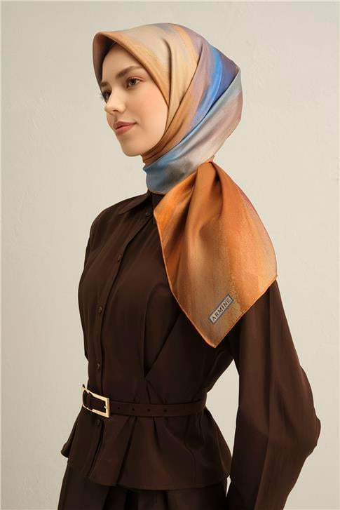 Armine Soyut Desenli Saf İpek Sura Eşarp 9308D 02