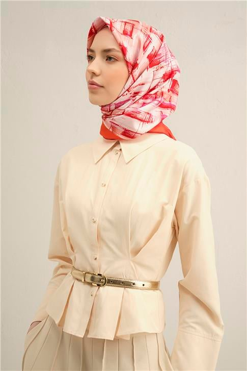 Armine Soyut Desenli Saf İpek Sura Eşarp 9350D 23