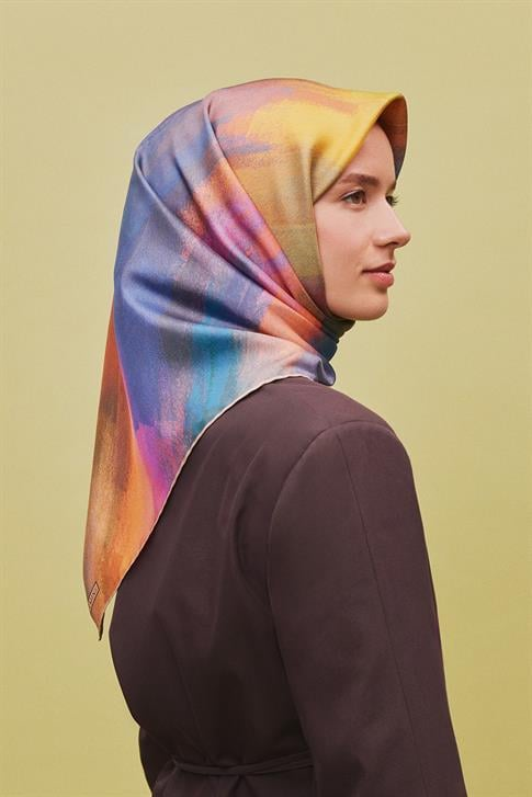 Armine Soyut Desenli Saf İpek Sura Eşarp 9308D 09