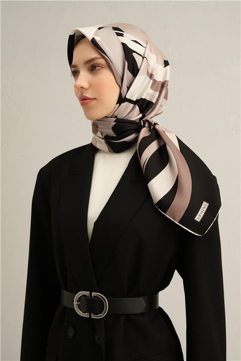 Armine Soyut Desenli Saf İpek Sura Eşarp 9328D 85