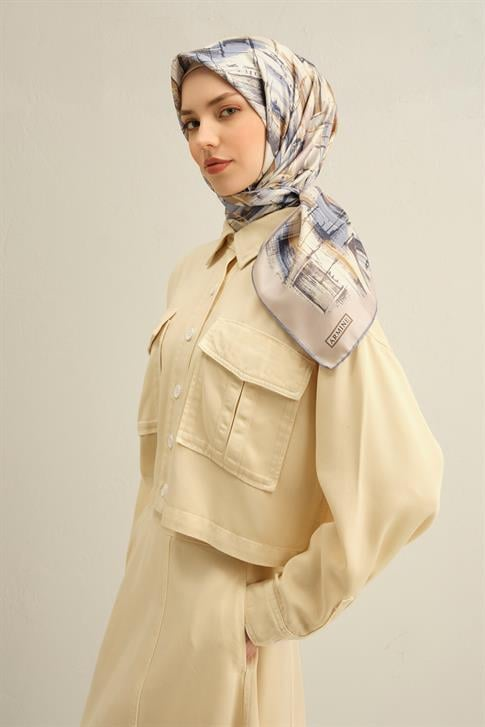 Armine Soyut Desenli Saf İpek Sura Eşarp 9350D 02
