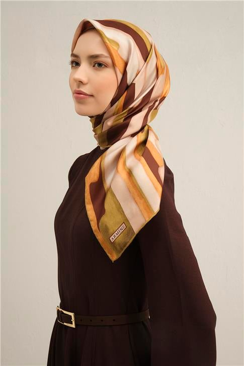 Armine Soyut Desenli Saf İpek Sura Eşarp 9306D 52