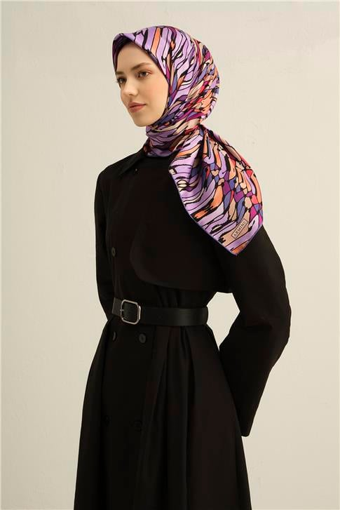 Armine Soyut Desenli Saf İpek Sura Eşarp 9335D 06