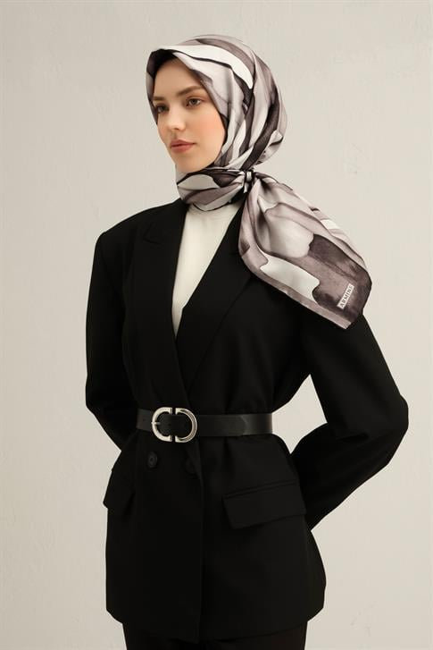 Armine Soyut Desenli Saf İpek Sura Eşarp 9306D 03