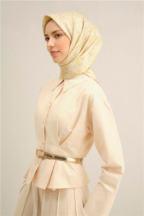 Armine Soyut Desenli Saf İpek Sura Eşarp 9311D 07