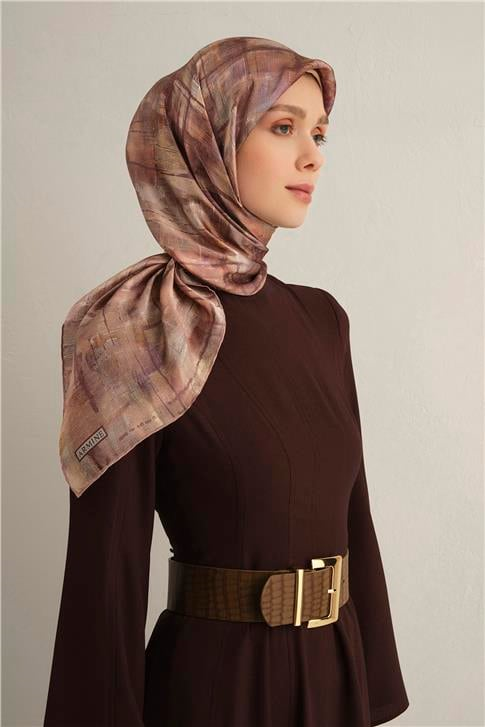 Armine Soyut Desenli Saf İpek Sura Eşarp 9339D 58