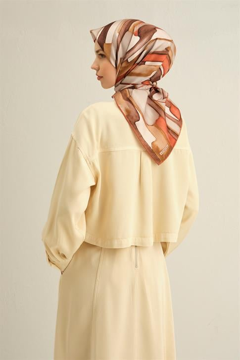 Armine Soyut Desenli Saf İpek Sura Eşarp 9306D 09