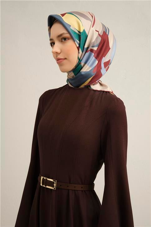 Armine Soyut Desenli Saf İpek Twill Eşarp 9328D 50