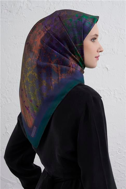 Armine Soyut Desenli Saf İpek Twill Eşarp 9420D 03