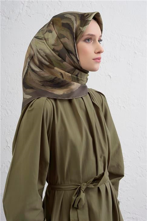 Armine Soyut Desenli Saf İpek Twill Eşarp 9423D 86