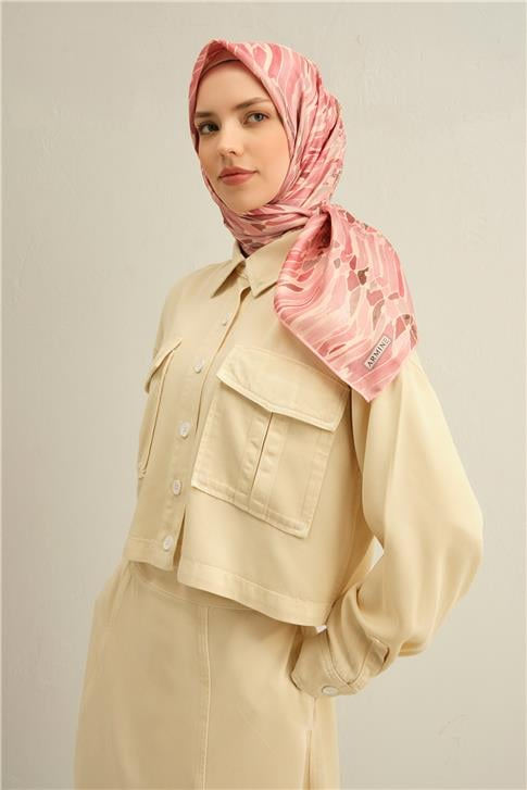 Armine Soyut Desenli Saf İpek Twill Eşarp 9335D 89