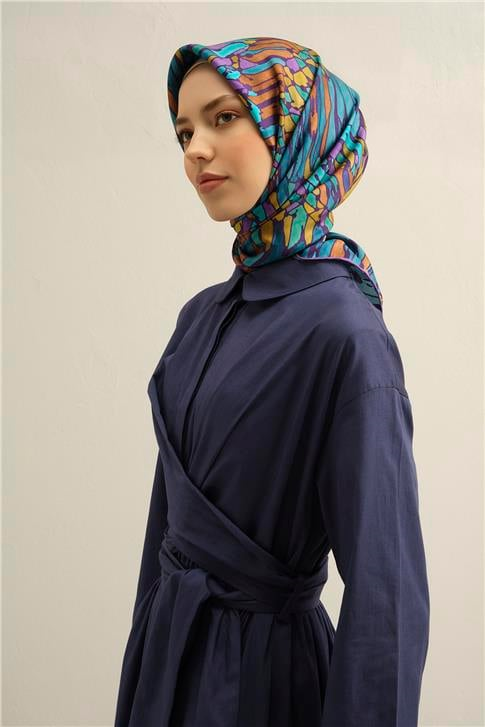 Armine Soyut Desenli Saf İpek Twill Eşarp 9335D 85