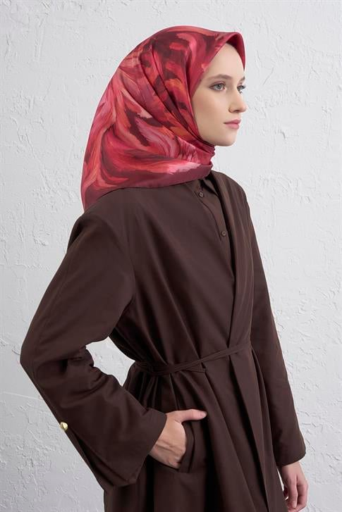 Armine Soyut Desenli Saf İpek Twill Eşarp 9423D 07