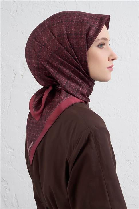 Armine Soyut Desenli Saf İpek Twill Eşarp 9405D 80