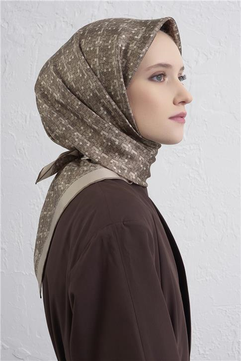 Armine Soyut Desenli Saf İpek Twill Eşarp 9405D 57