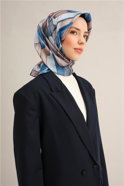 Armine Soyut Desenli Saf İpek Twill Eşarp 9306D 05