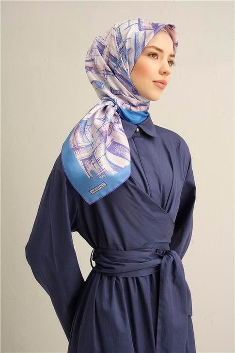 Armine Soyut Desenli Saf İpek Twill Eşarp 9350D 51