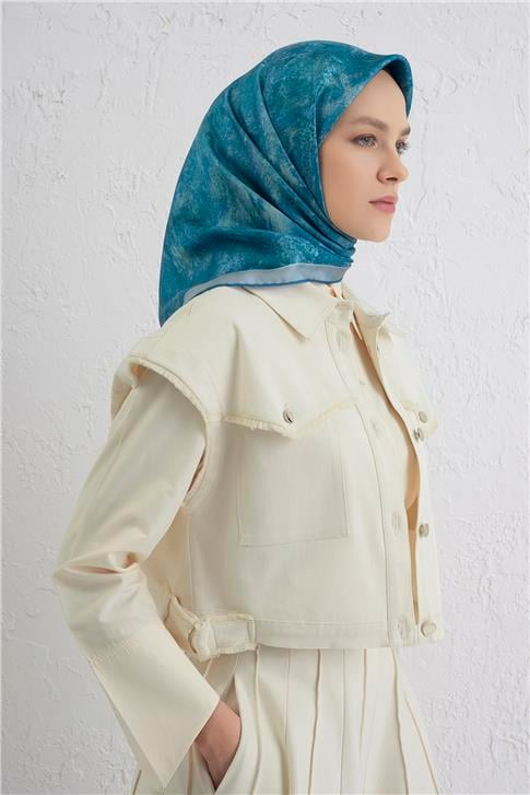 Armine Soyut Desenli Saf İpek Twill Eşarp 9433D 34