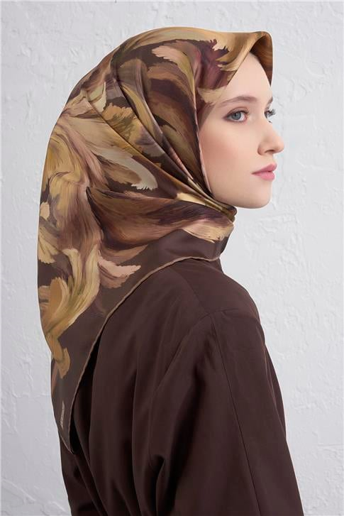 Armine Soyut Desenli Saf İpek Twill Eşarp 9423D 32