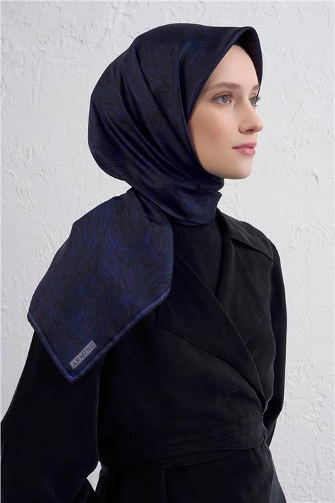 Armine Soyut Desenli Saf İpek Twill Eşarp 9431D 84