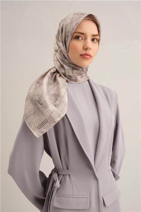 Armine Soyut Desenli Saf İpek Twill Eşarp 9339D 81