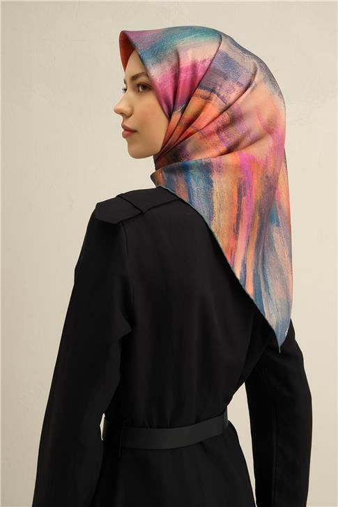 Armine Soyut Desenli Saf İpek Twill Eşarp 9308D 01