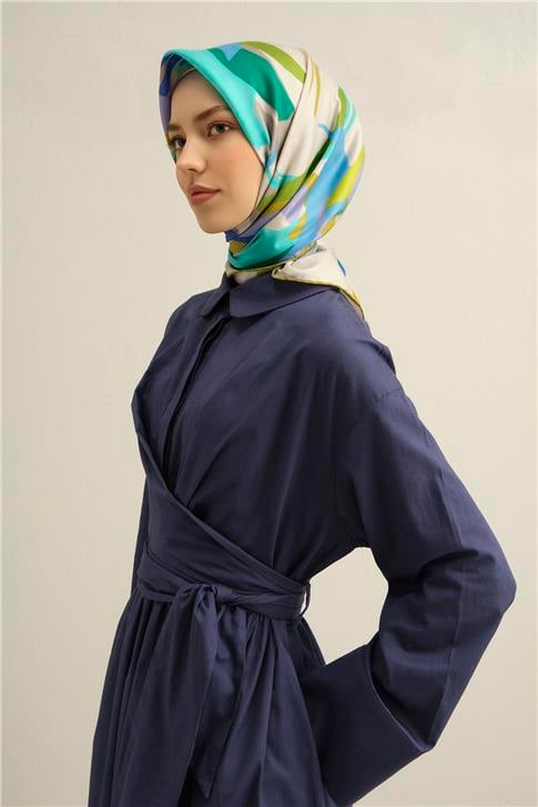 Armine Soyut Desenli Saf İpek Twill Eşarp 9328D 01