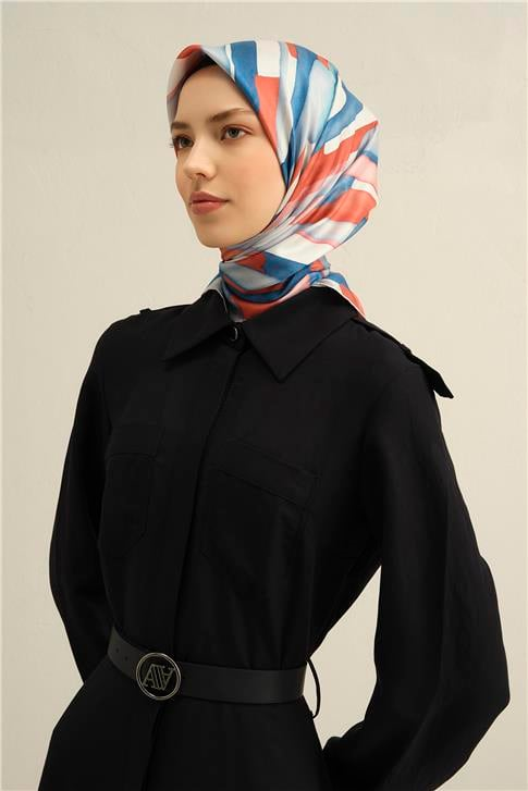 Armine Soyut Desenli Saf İpek Twill Eşarp 9306D 31