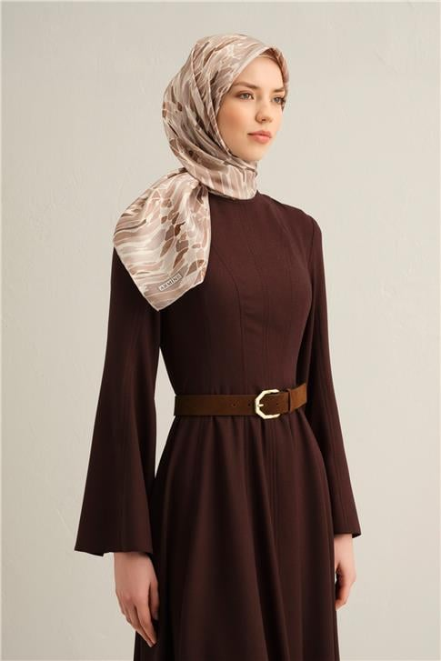 Armine Soyut Desenli Saf İpek Twill Eşarp 9335D 88