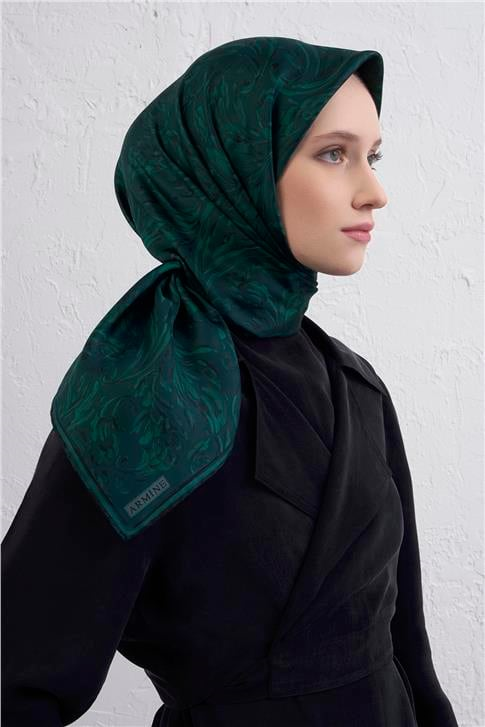 Armine Soyut Desenli Saf İpek Twill Eşarp 9431D 06