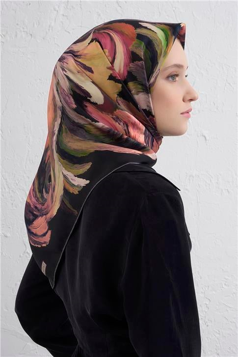 Armine Soyut Desenli Saf İpek Twill Eşarp 9423D 36