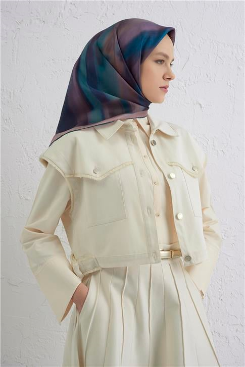 Armine Soyut Desenli Saf İpek Twill Eşarp 9436D 32