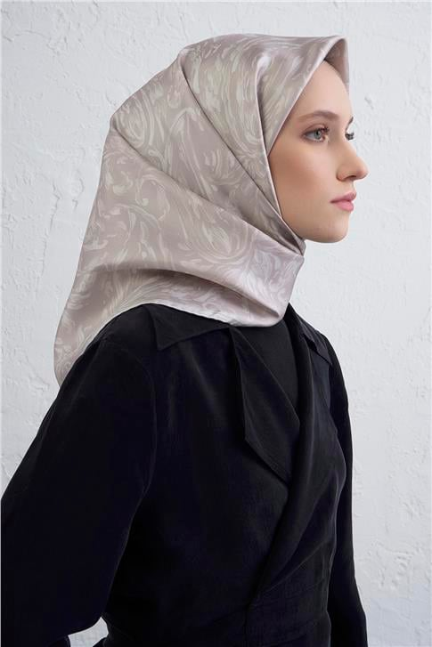 Armine Soyut Desenli Saf İpek Twill Eşarp 9431D 85